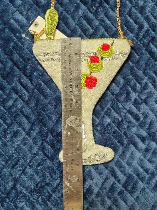 Anthropologie Martini Glass Beaded Icon Crossbody Bag, New With Tags - Picture 9 of 17